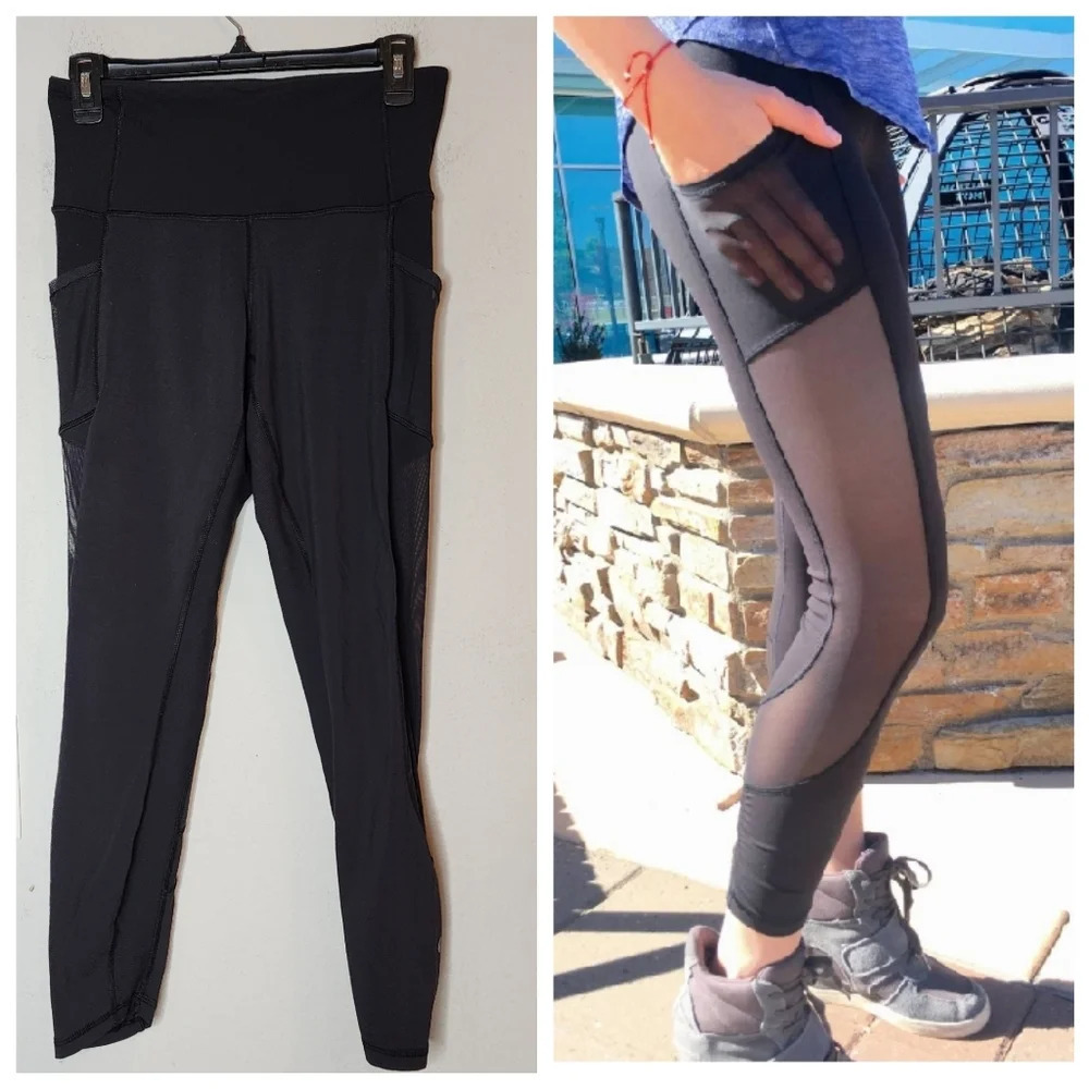 Lululemon Black High Times Pant (Cool To Street). Mesh.  Size 8.